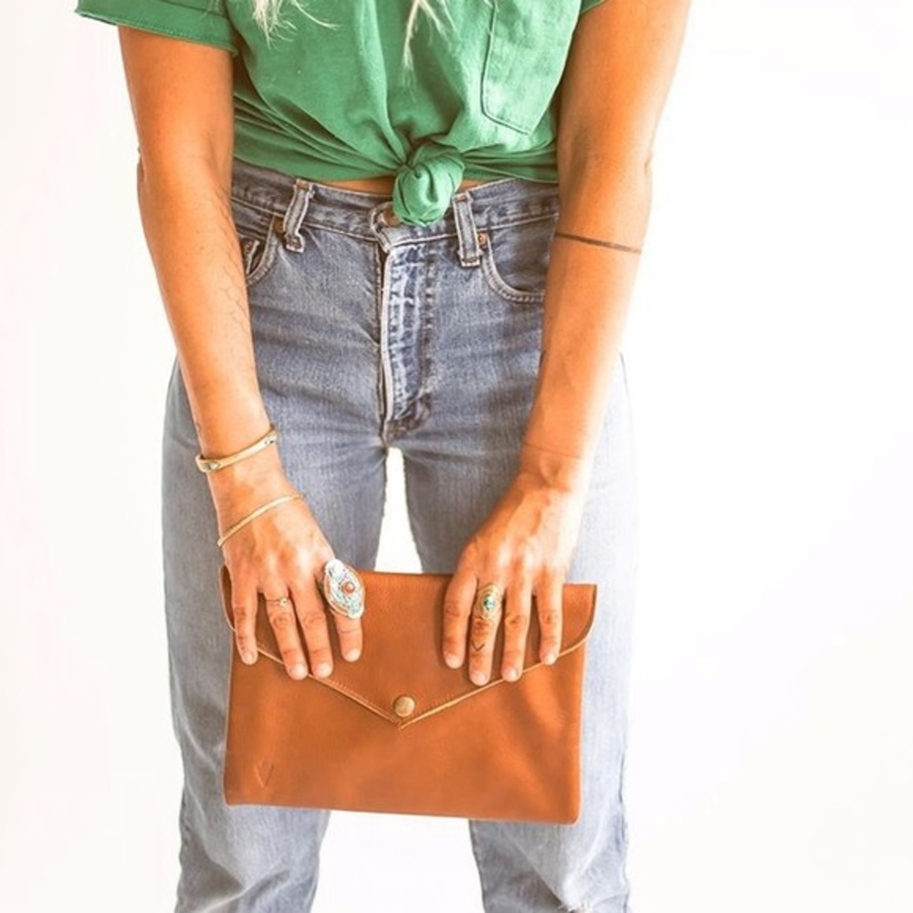 LAST ONE! Distressed Leather Envelope Clutch